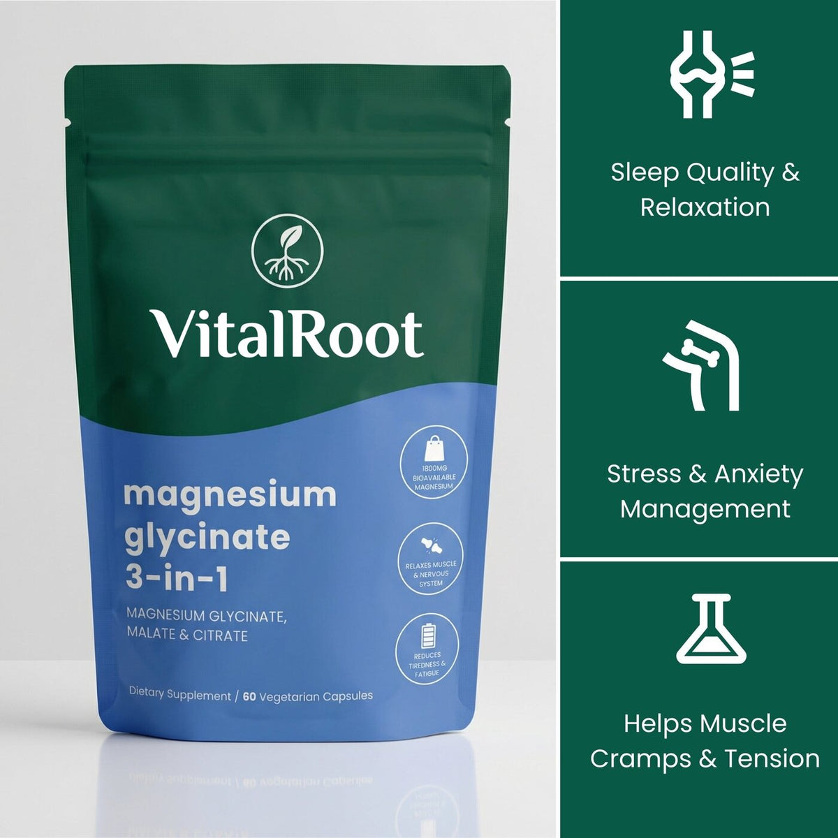 VitalRoot Magnesium Glycinate 3 in 1 (Buy One) - Subscribe & Save