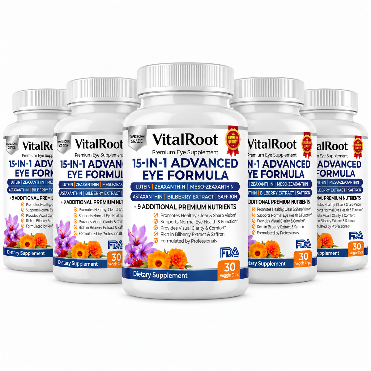 VitalRoot 15-in-1 Advanced Eye Formula (5-Bottle Subscribe & Save)