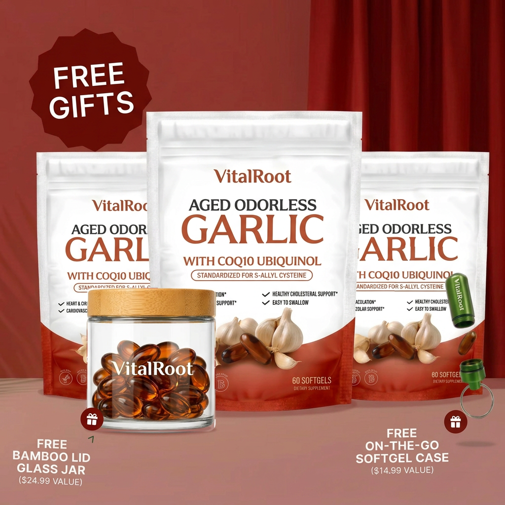 VitalRoot Aged Odorless Garlic (Buy 3 Get 2 Free Gifts, Subscribe & Save)