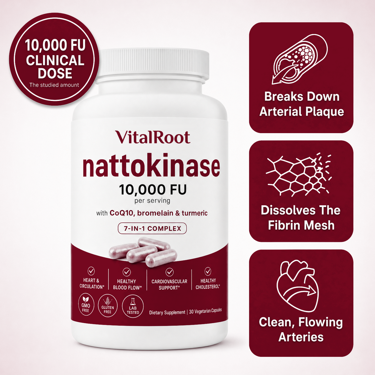 VitalRoot Bundle Pack - 3 Nattokinase + 1 Aged Garlic - One Time Purchase