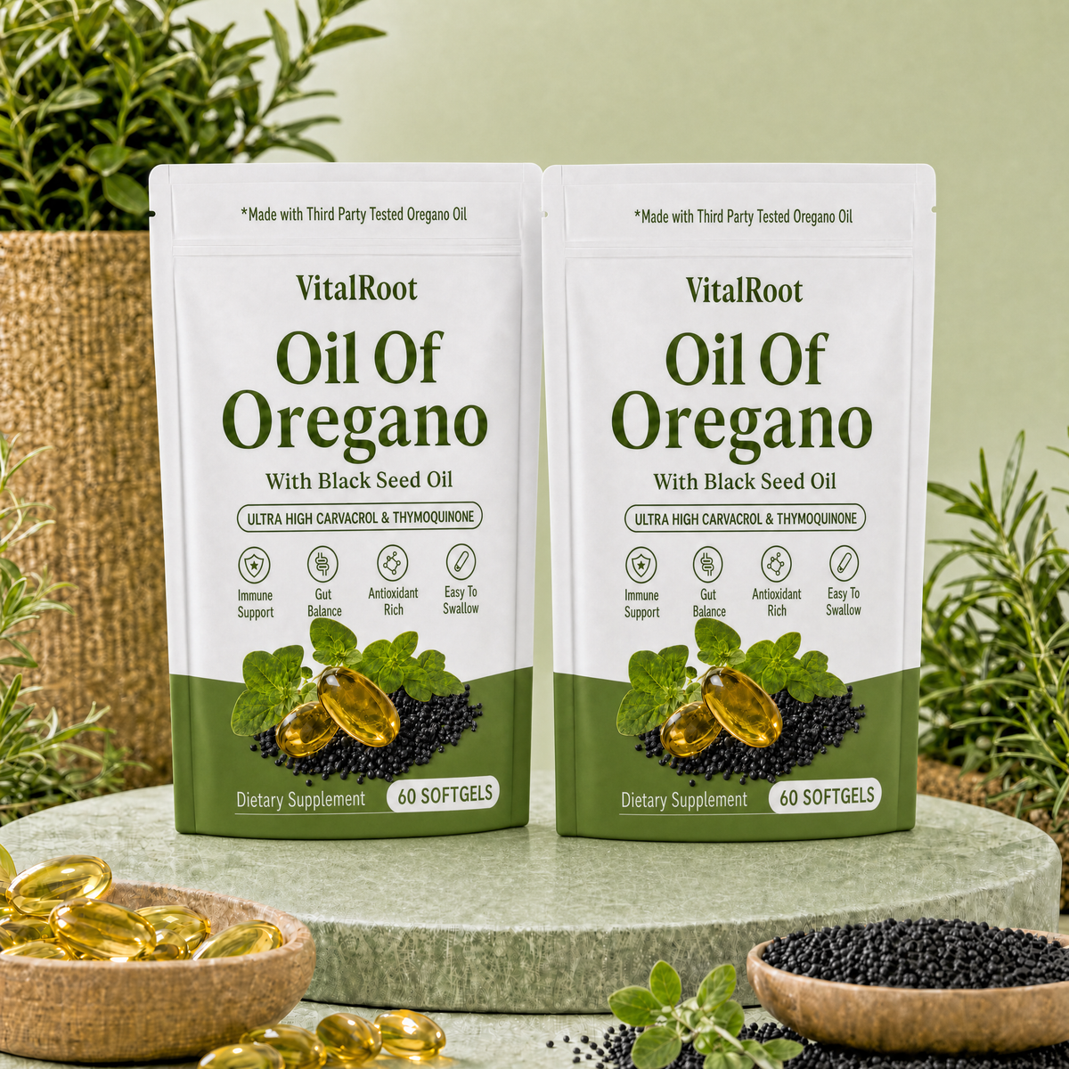 VitalRoot Oil of Oregano w/Black Seed Oil (2-Month Refill)