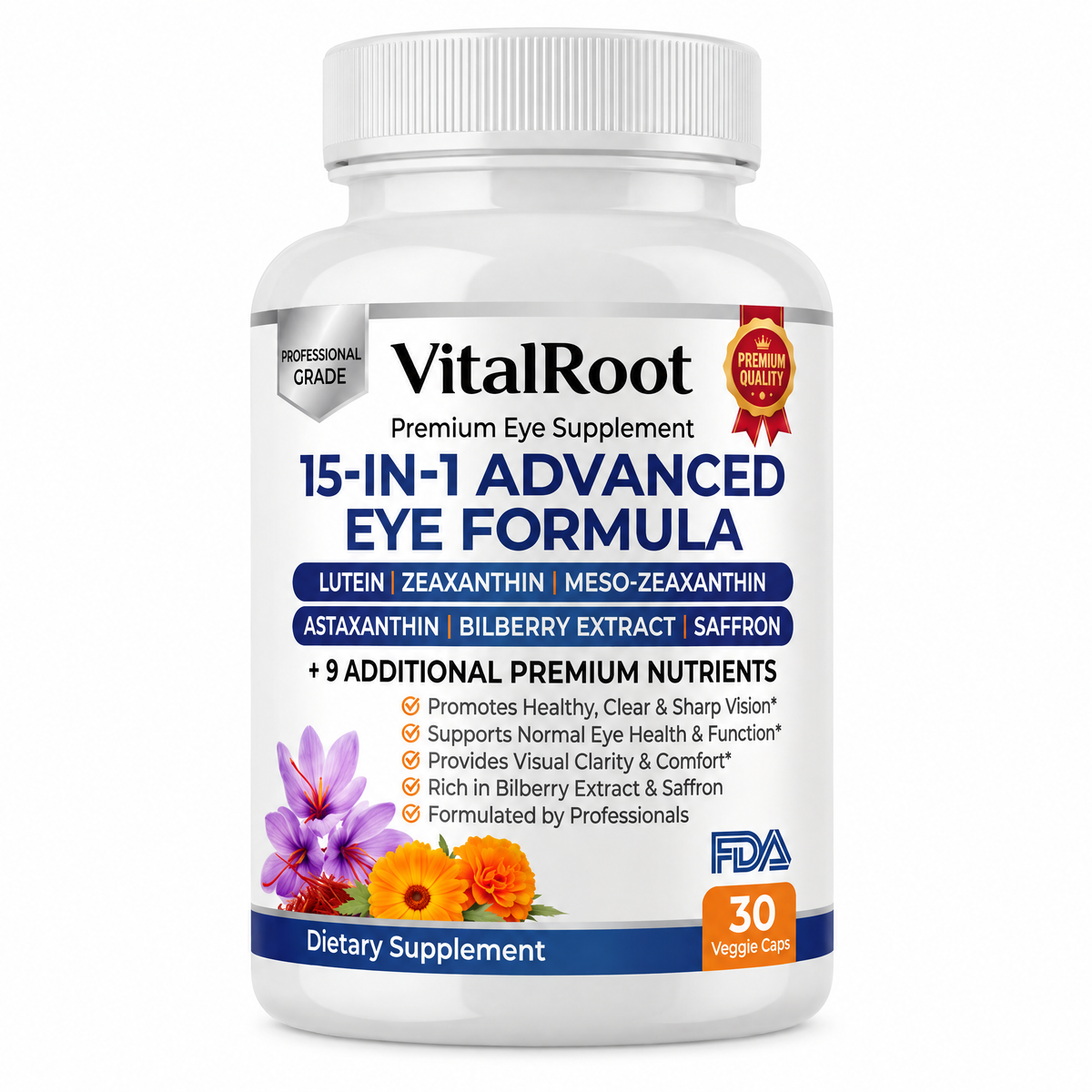 VitalRoot 15-in-1 Advanced Eye Formula (1-Bottle Single Purchase)