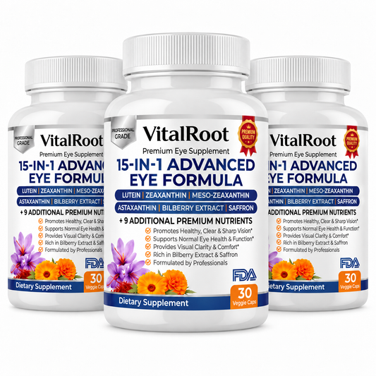 VitalRoot 15-in-1 Advanced Eye Formula (3-Bottle Single Purchase)